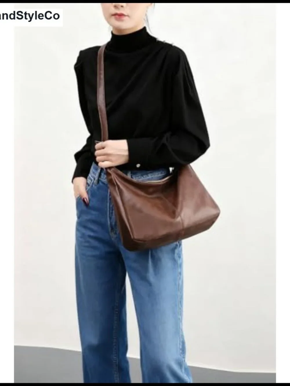 Hobo Shoulder Bag PU Leather Slouchy Tote Crossbody Purse for Women